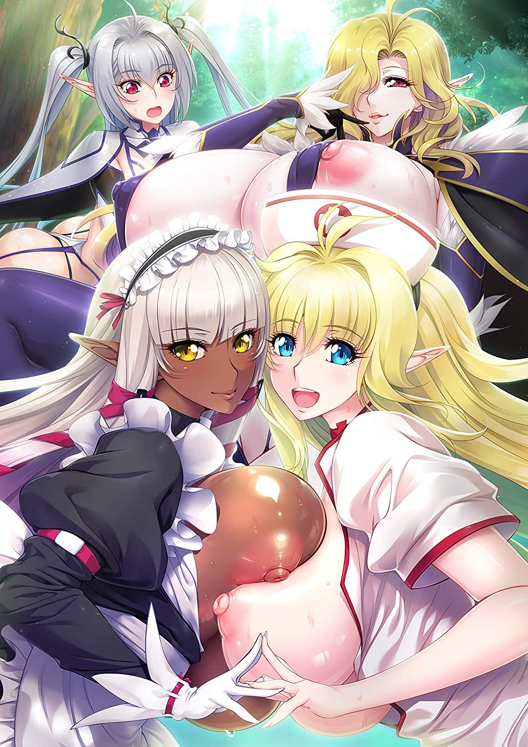 OVAようこそ！スケベエルフの森へ ＃4 エルフもダークエルフも仲良く子作り！ 救世主様と『ハーレム生活』 图片 1